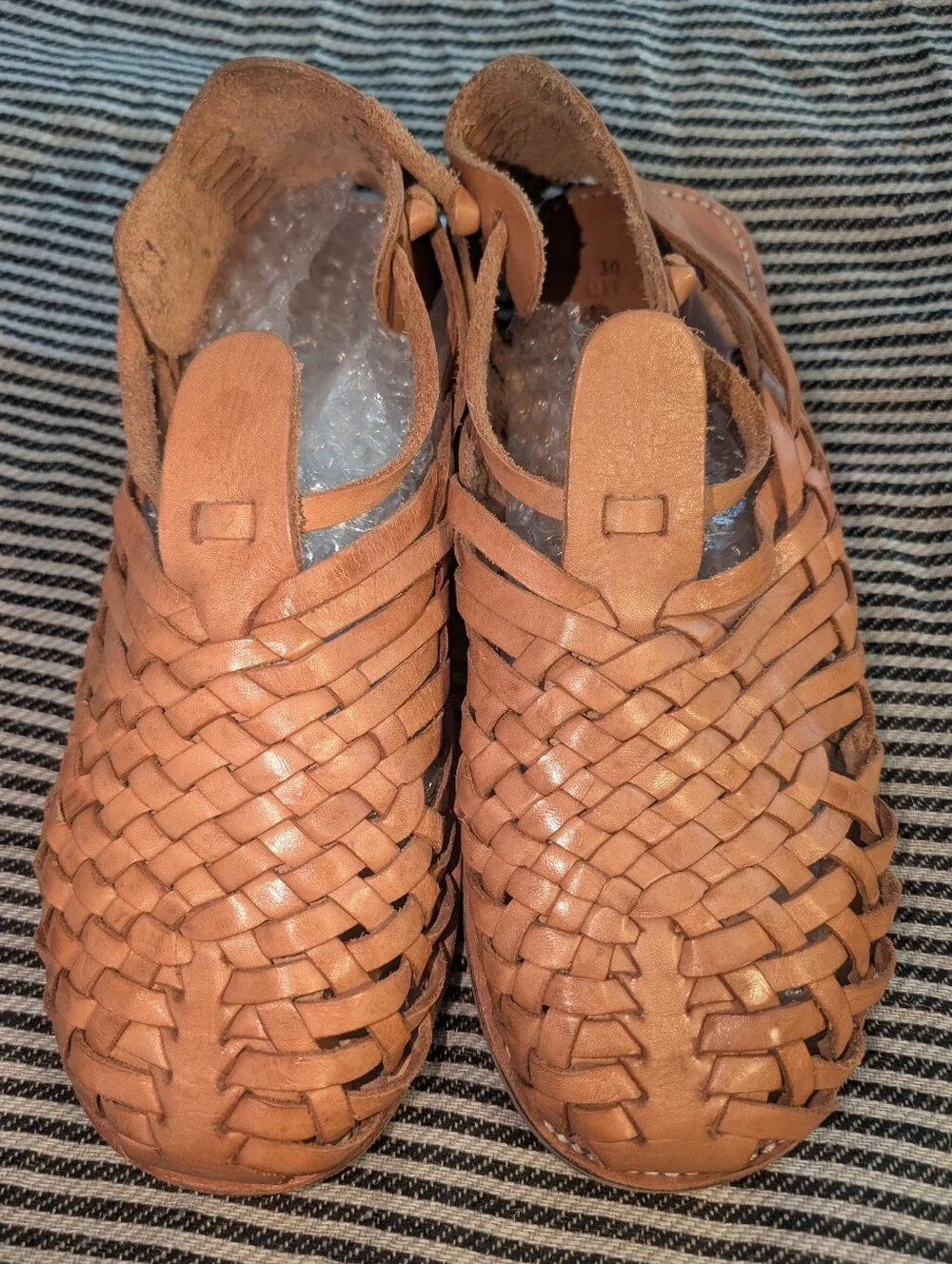 Yuketen Cruz Woven Leather Huarache Tan Shoes Mexico Men 30 US Size 11